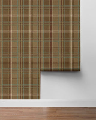 Rustic Plaid Unpasted Wallpaper Roll at Say Decor
