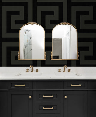 NW55200 vogue geometric peel and stick wallpaper bathroom from NextWall