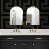 NW55200 vogue geometric peel and stick wallpaper bathroom from NextWall