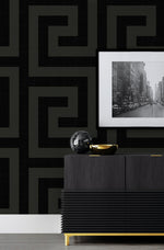 NW55200 vogue geometric peel and stick wallpaper living room from NextWall