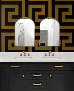NW55215 vogue geometric peel and stick wallpaper bathroom from NextWall