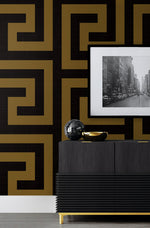 NW55215 vogue geometric peel and stick wallpaper living room from NextWall