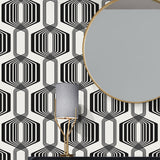 NW55300 geometric mid century peel and stick wallpaper entryway from NextWall