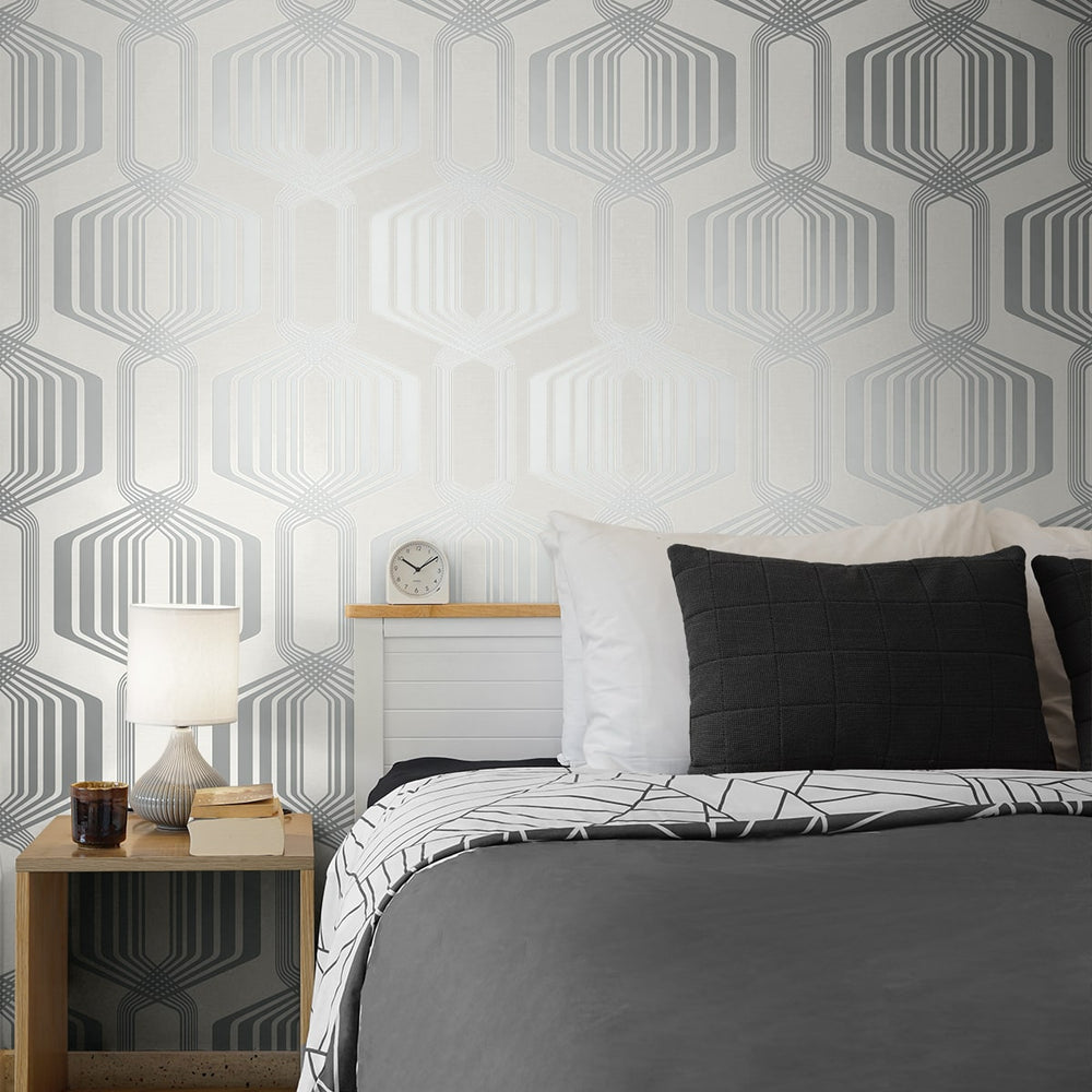 
                  
                    NW55302 geometric mid century peel and stick wallpaper bedroom from NextWall
                  
                