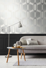 NW55302 geometric mid century peel and stick wallpaper living room from NextWall