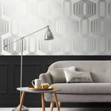 NW55302 geometric mid century peel and stick wallpaper living room from NextWall