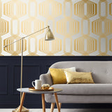 NW55305 geometric mid century peel and stick wallpaper living room from NextWall