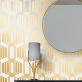 NW55305 geometric mid century peel and stick wallpaper entryway from NextWall