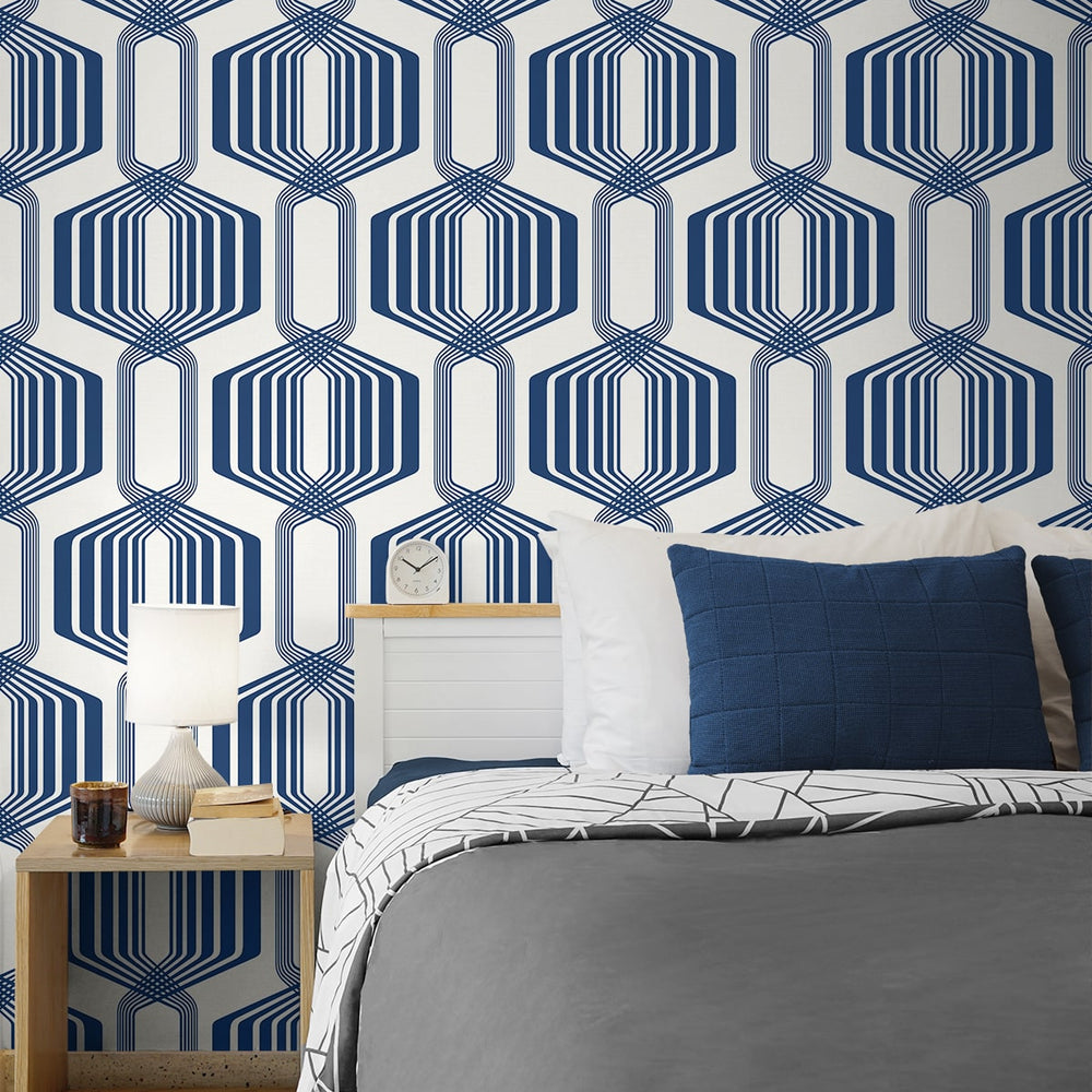 
                  
                    NW55312 geometric mid century peel and stick wallpaper bedroom from NextWall
                  
                