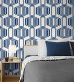 NW55312 geometric mid century peel and stick wallpaper bedroom from NextWall