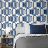NW55312 geometric mid century peel and stick wallpaper bedroom from NextWall