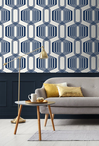 NW55312 geometric mid century peel and stick wallpaper living room from NextWall