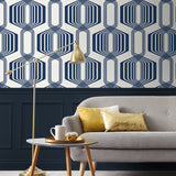 NW55312 geometric mid century peel and stick wallpaper living room from NextWall