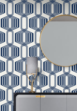 NW55312 geometric mid century peel and stick wallpaper entryway from NextWall