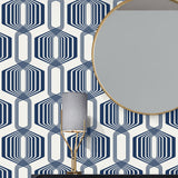 NW55312 geometric mid century peel and stick wallpaper entryway from NextWall
