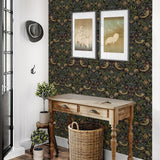 NW55401 vintage strawberry garden peel and stick wallpaper entryway from NextWall