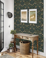 NW55402 vintage strawberry garden peel and stick wallpaper entryway from NextWall