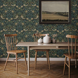NW55402 vintage strawberry garden peel and stick wallpaper dining room from NextWall