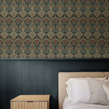 NW55501 vintage deco dragonfly peel and stick wallpaper bedroom from NextWall