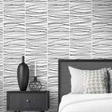 NW55600 striped abstract peel and stick wallpaper bedroom from NextWall