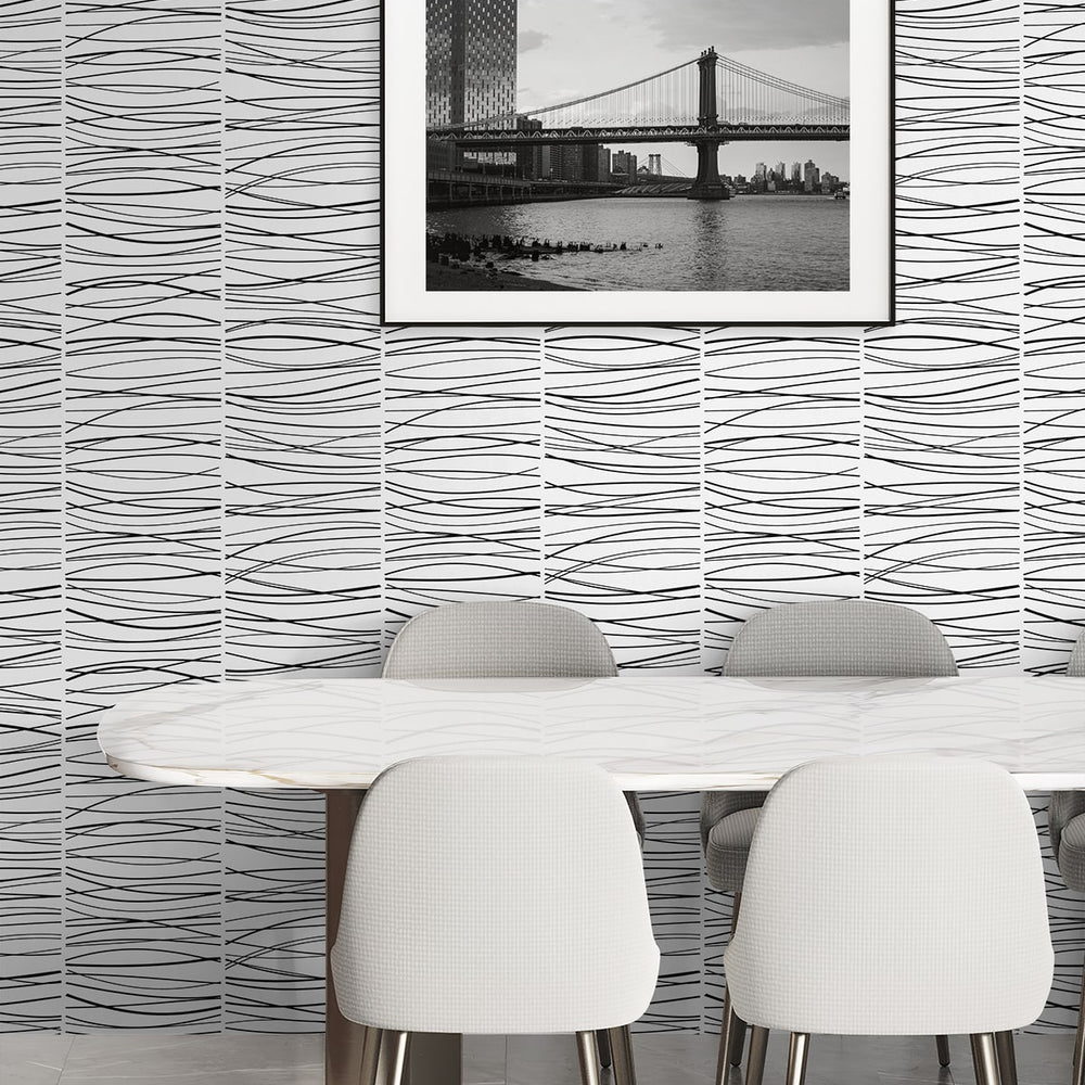 
                  
                    NW55600 striped abstract peel and stick wallpaper dining room from NextWall
                  
                