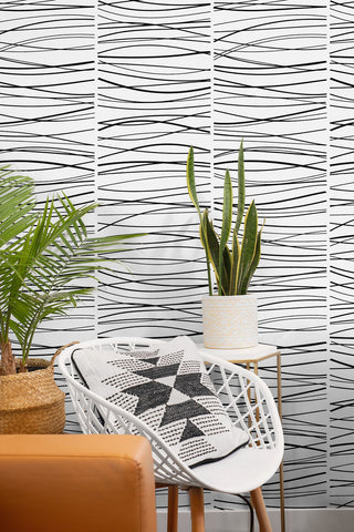 NW55600 striped abstract peel and stick wallpaper living room from NextWall