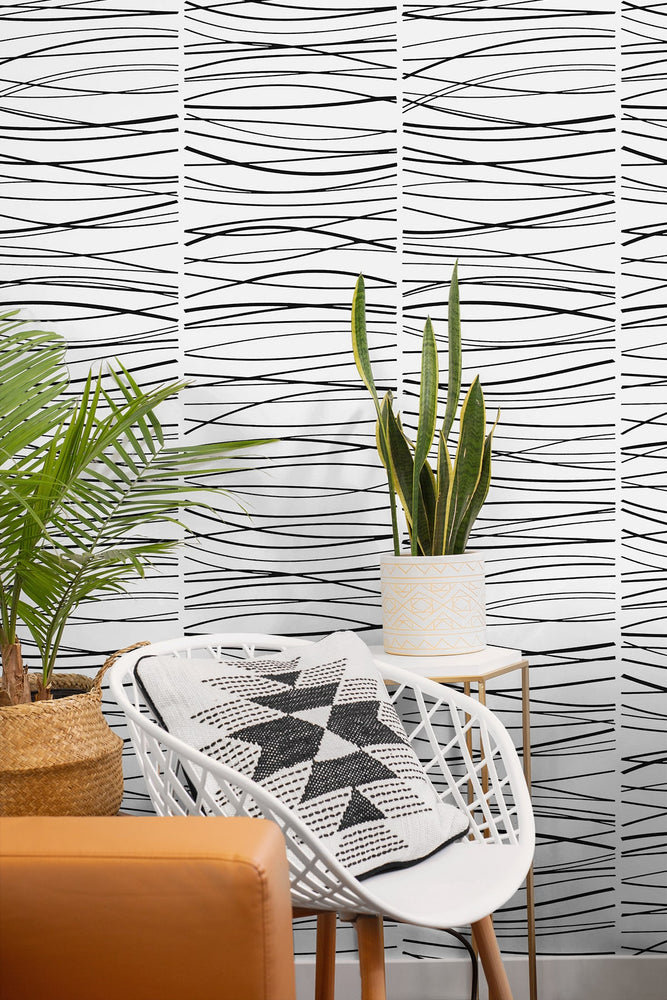 NW55600 striped abstract peel and stick wallpaper living room from NextWall