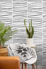 NW55600 striped abstract peel and stick wallpaper living room from NextWall