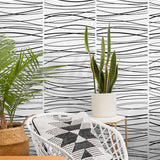 NW55600 striped abstract peel and stick wallpaper living room from NextWall