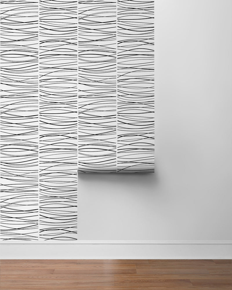NW55600 striped abstract peel and stick wallpaper roll from NextWall