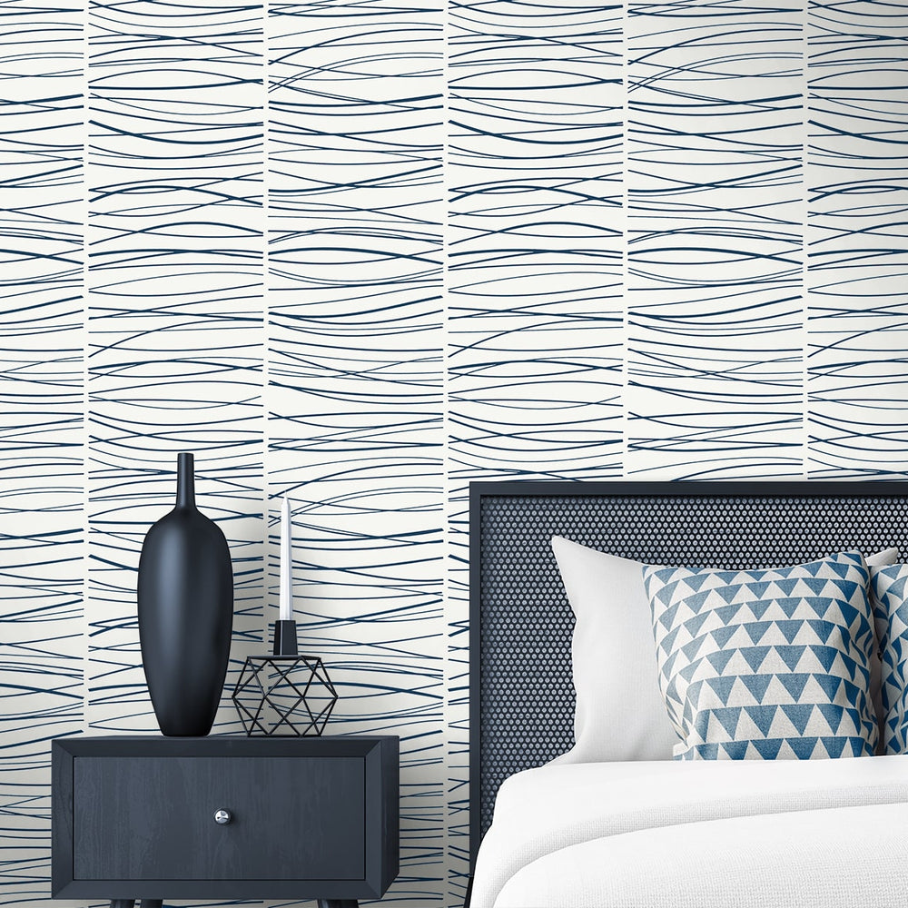 
                  
                    NW55602 striped abstract peel and stick wallpaper bedroom from NextWall
                  
                