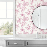 NW55701 floral peel and stick wallpaper bathroom from NextWall