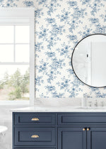 NW55702 floral peel and stick wallpaper bathroom from NextWall