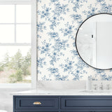 NW55702 floral peel and stick wallpaper bathroom from NextWall
