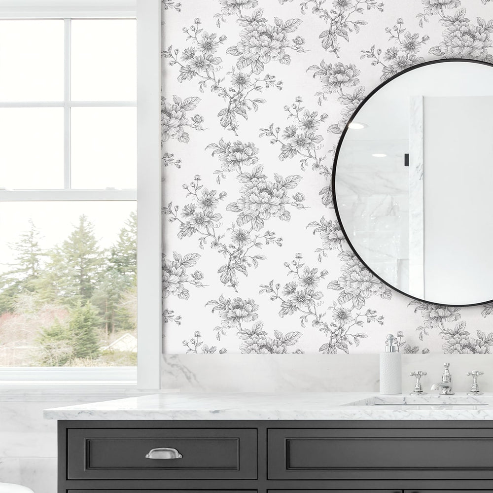 
                  
                    NW55708 floral peel and stick wallpaper bathroom from NextWall
                  
                