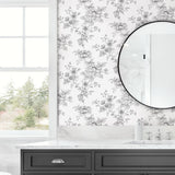 NW55708 floral peel and stick wallpaper bathroom from NextWall