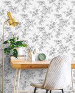 NW55708 floral peel and stick wallpaper office from NextWall