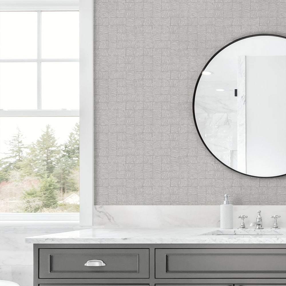 
                  
                    NW55908 geometric peel and stick wallpaper bathroom from NextWall
                  
                