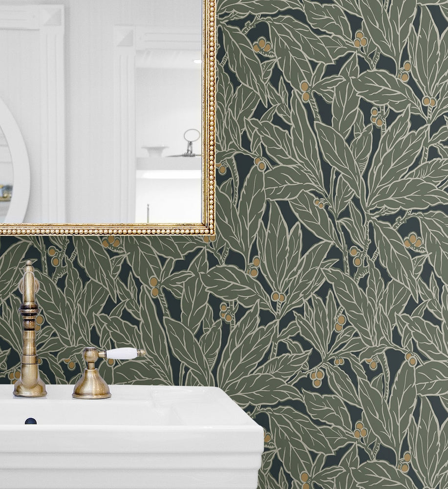 NW56004 vintage peel and stick wallpaper bathroom from NextWall