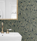 NW56004 vintage peel and stick wallpaper bathroom from NextWall