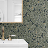 NW56004 vintage peel and stick wallpaper bathroom from NextWall