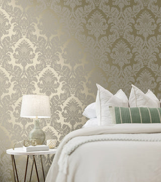 NW56305 damask peel and stick wallpaper bedroom from NextWall