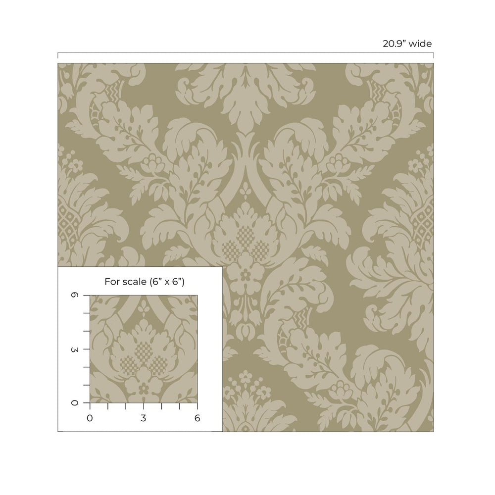 NW56305 damask peel and stick wallpaper scale from NextWall