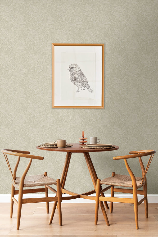 NW56405 vintage floral peel and stick wallpaper dining room from NextWall