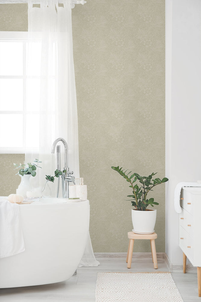 NW56405 vintage floral peel and stick wallpaper bathroom from NextWall