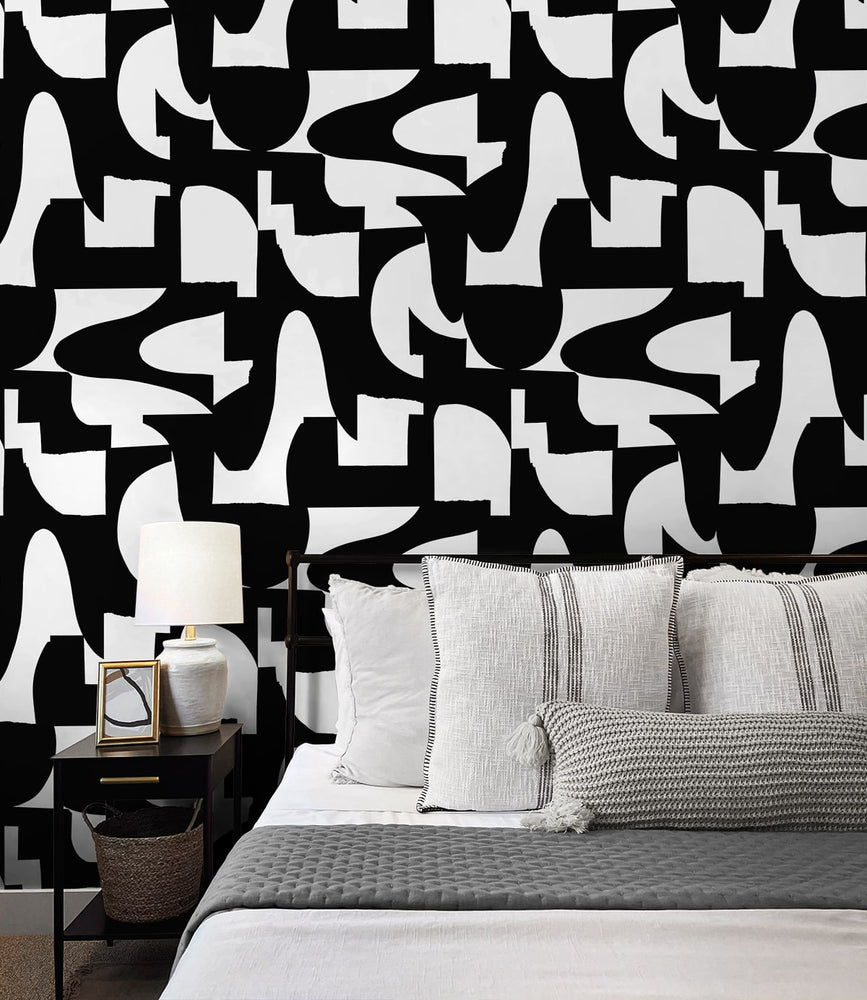 NW56500 abstract geometric peel and stick wallpaper bedroom from NextWall
