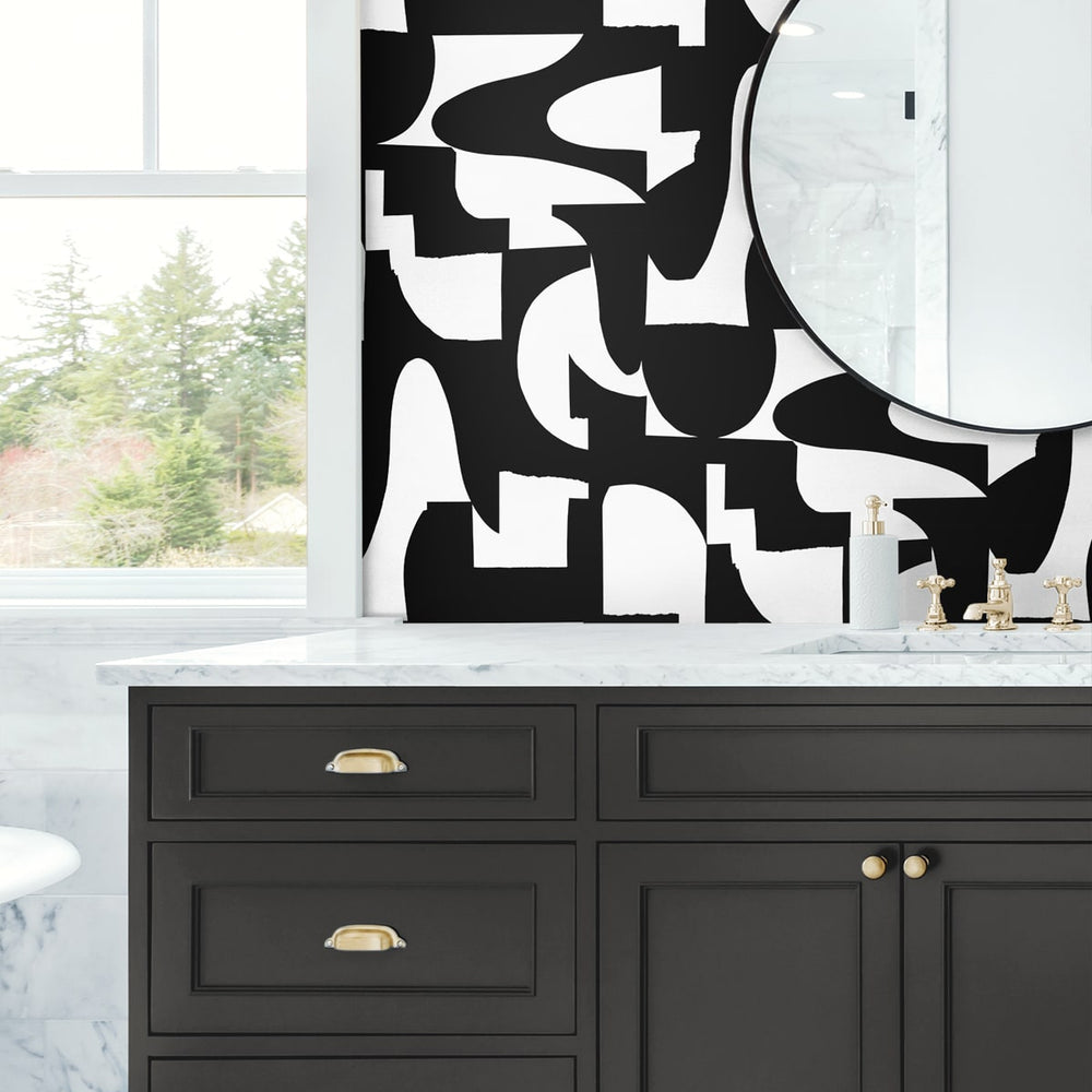 
                  
                    NW56500 abstract geometric peel and stick wallpaper bathroom from NextWall
                  
                