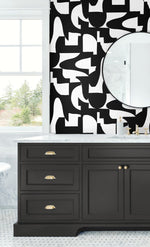 NW56500 abstract geometric peel and stick wallpaper bathroom from NextWall