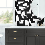 NW56500 abstract geometric peel and stick wallpaper bathroom from NextWall