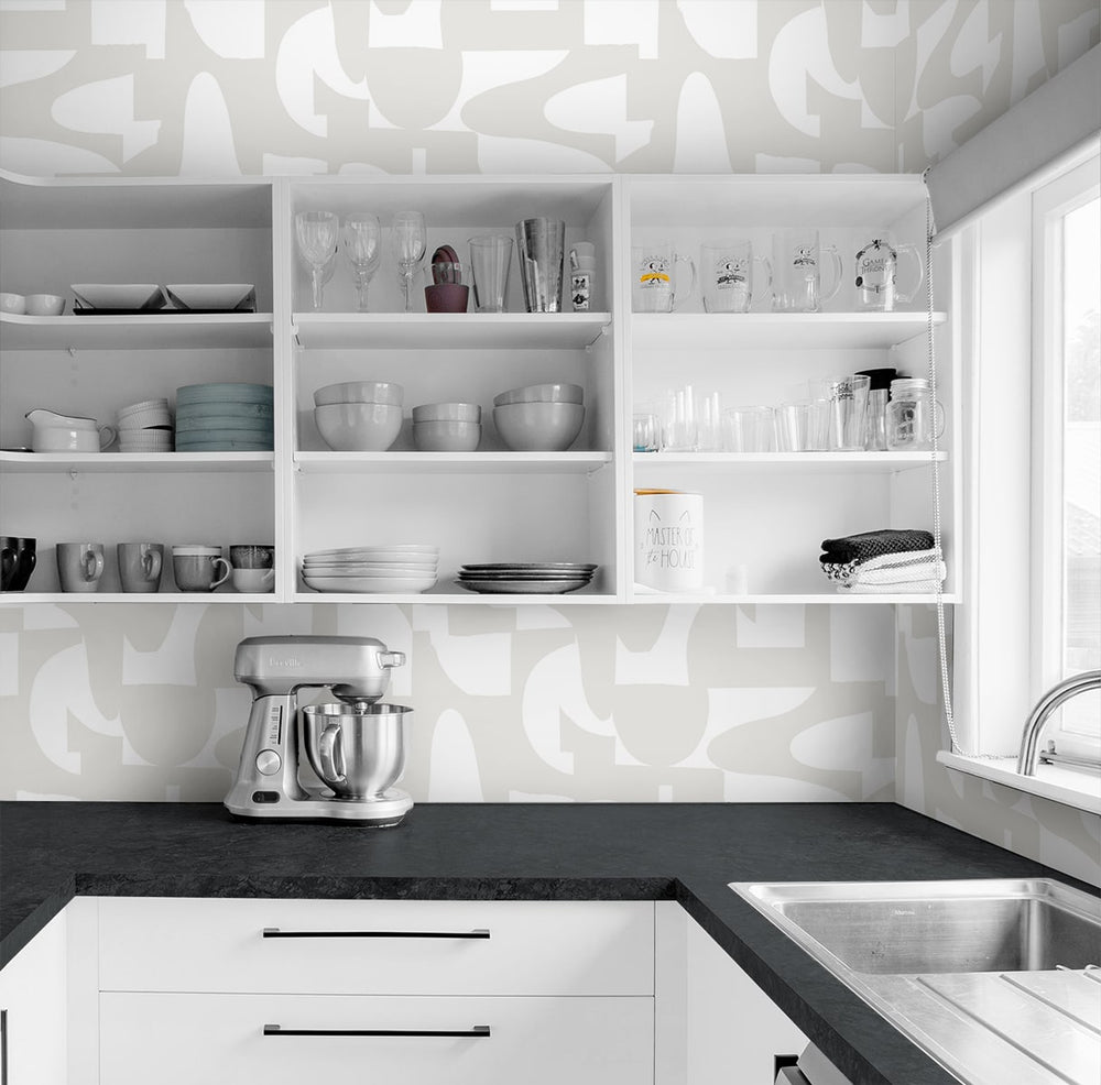 NW56507 abstract geometric peel and stick wallpaper kitchen from NextWall
